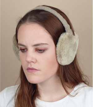 Ohrenschützer Fell beige Plush Earmuffs taupe